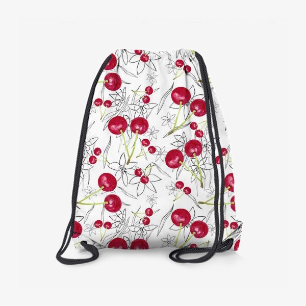 Рюкзак «Яркая вишня на узорном фоне»