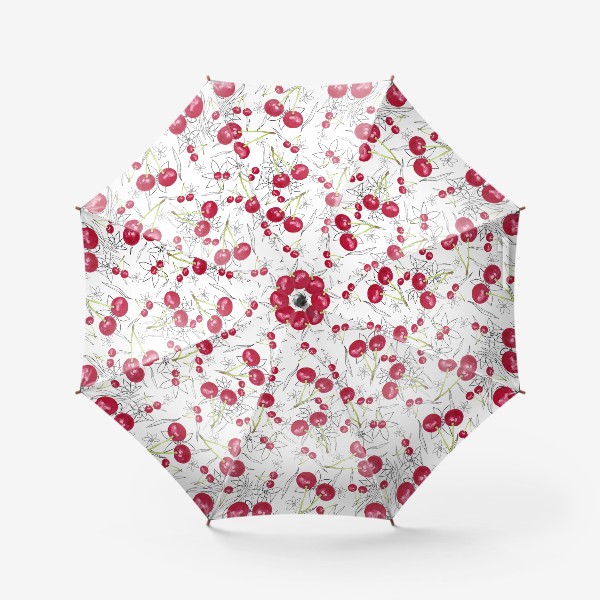 Зонт «Яркая вишня на узорном фоне»