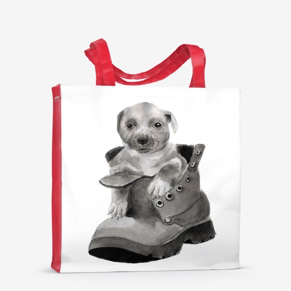 Сумка-шоппер «щенок  в ботинке»