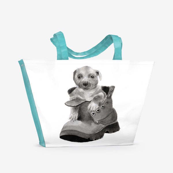 Пляжная сумка «щенок  в ботинке»