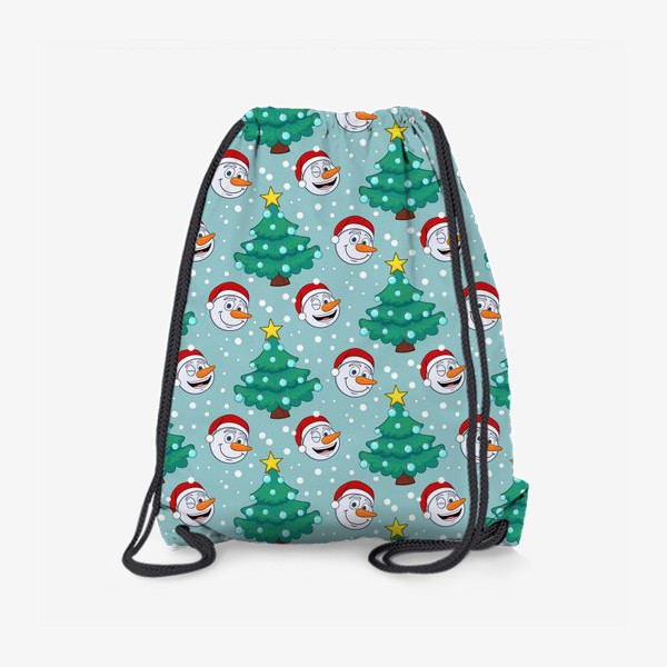 Рюкзак «узор со снеговиками и новогодними елками»