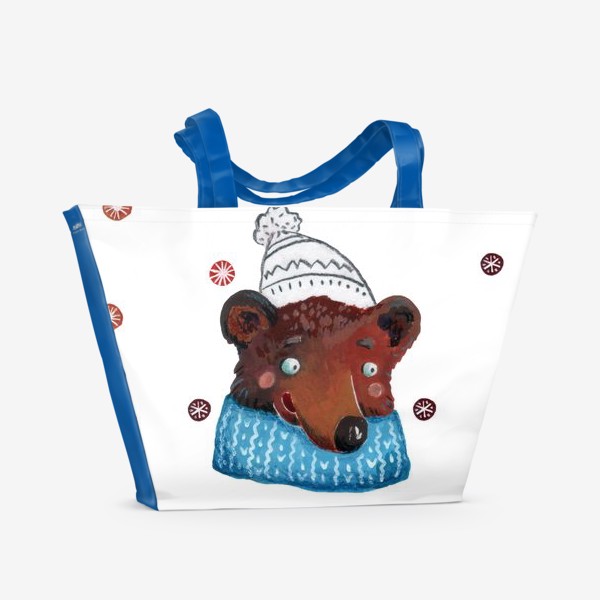 Пляжная сумка &laquo;Медведь в шапке. Зима. Новый год!&raquo;