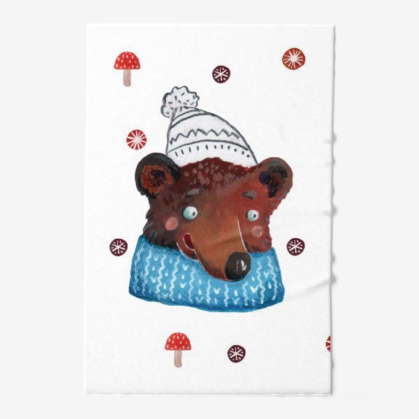 Полотенце «Медведь в шапке. Зима. Новый год!»