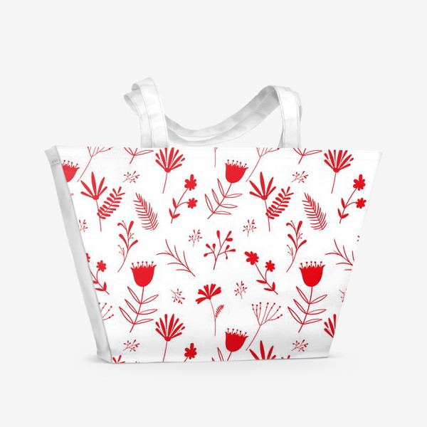 Пляжная сумка «Красные цветы»