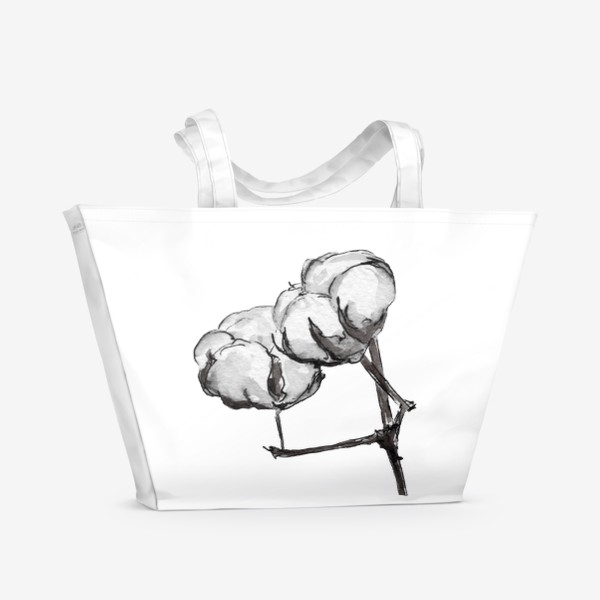 Пляжная сумка «Хлопок. Нежность в простом цветке.»
