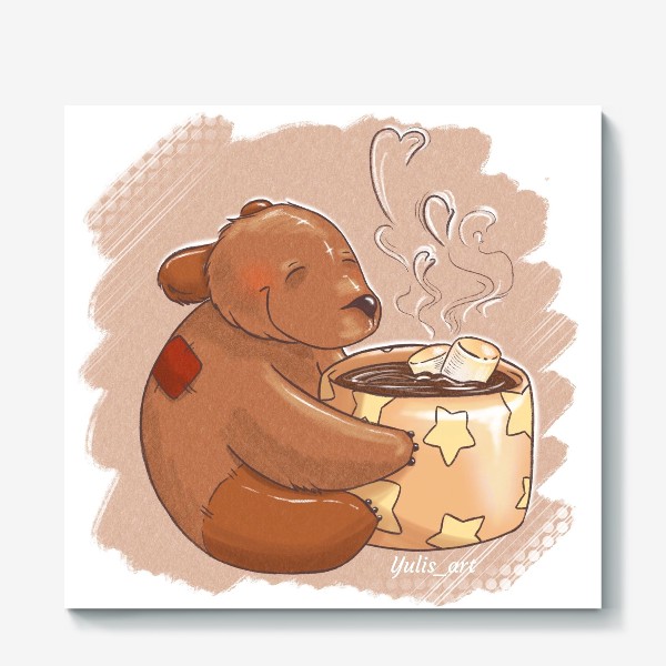 Холст «медвежонок с какао»
