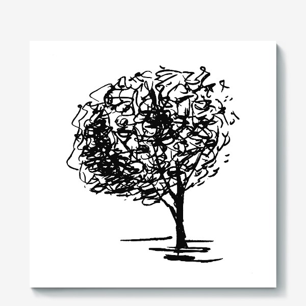 Холст &laquo;Дерево , чёрно-белый скетч&raquo;