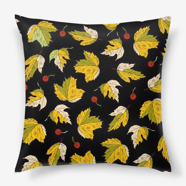Подушка &laquo;жёлтые листья и ягоды&raquo;