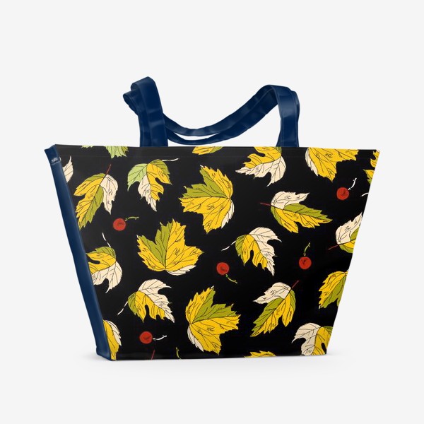 Пляжная сумка «жёлтые листья и ягоды»