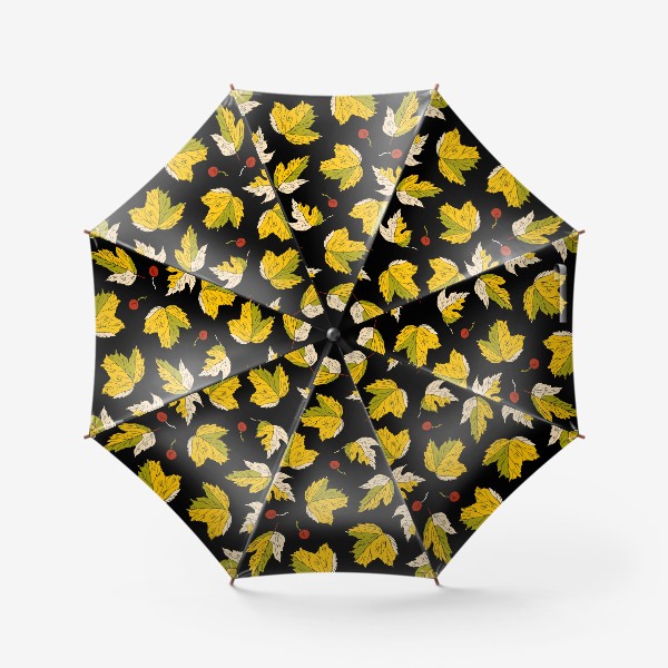 Зонт «жёлтые листья и ягоды»