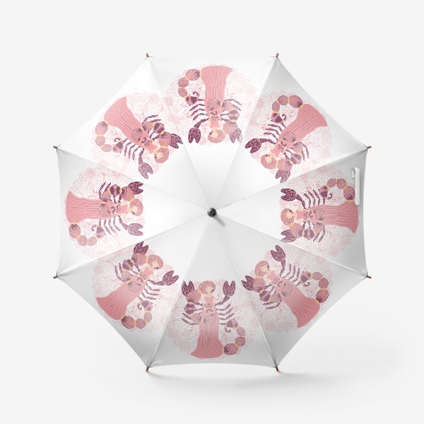 Зонт «Знак зодиака Скорпион и цветочная мандала»