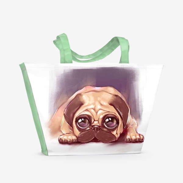 Пляжная сумка «Мопс собака мультяшный »