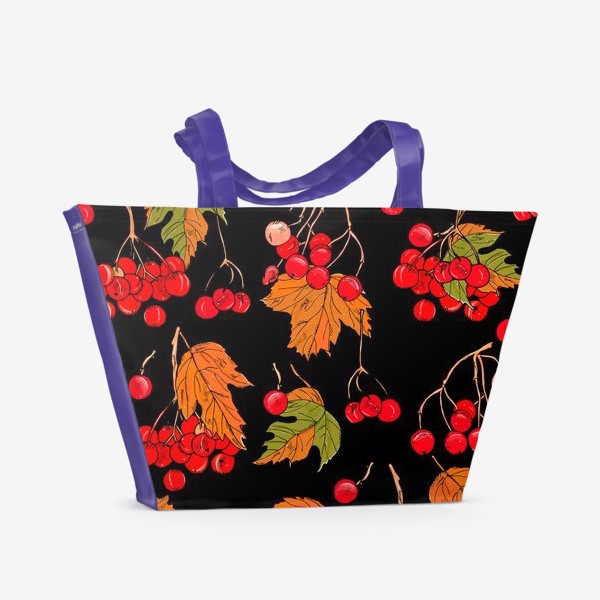 Пляжная сумка «калина ягоды и листья»