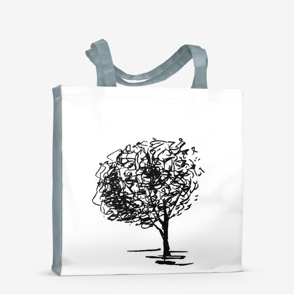 Сумка-шоппер «Дерево , чёрно-белый скетч»