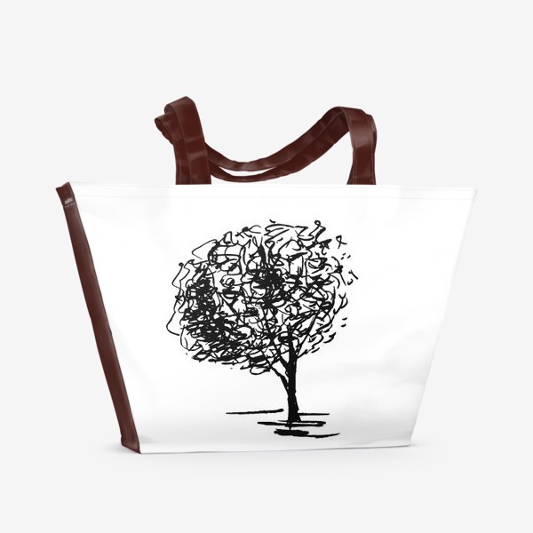 Пляжная сумка &laquo;Дерево , чёрно-белый скетч&raquo;