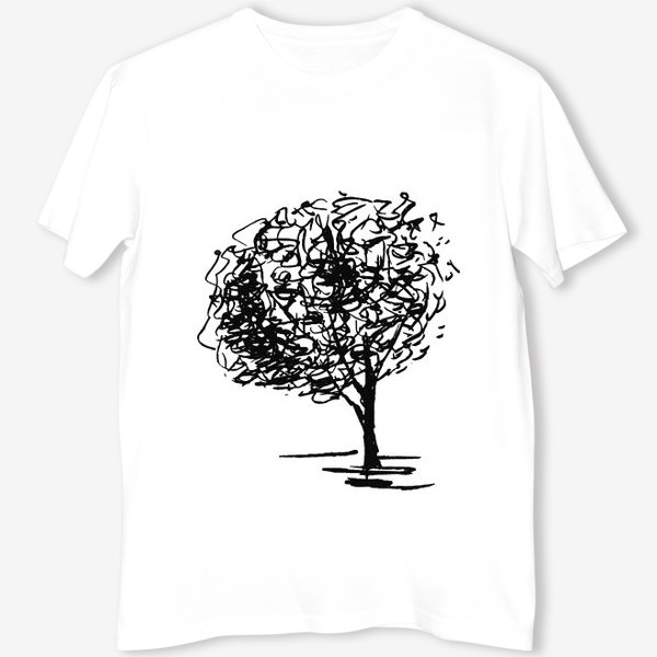 Футболка &laquo;Дерево , чёрно-белый скетч&raquo;