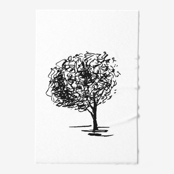 Полотенце &laquo;Дерево , чёрно-белый скетч&raquo;