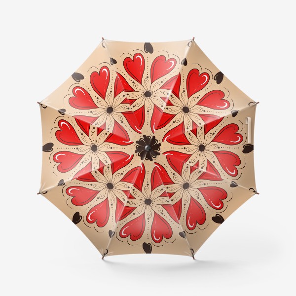Зонт «Паттерн сердца на бежевом фоне »