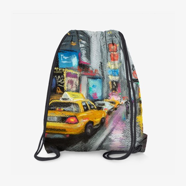 Рюкзак «Такси Дождливый Нью-Йорк Городской скетч Америка Пастель»