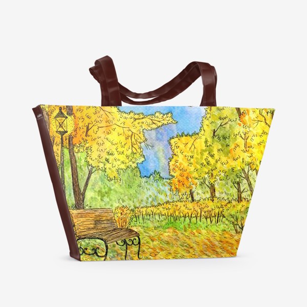 Пляжная сумка &laquo;Осенний пейзаж в парке&raquo;