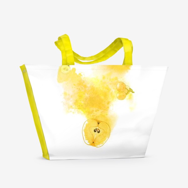 Пляжная сумка &laquo;Солнечные яблоки и виноград на белом фоне&raquo;