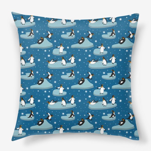 Подушка «Веселые пингвины на льдинах»