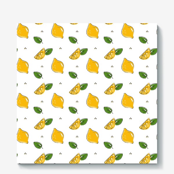 Холст «Сочные желтые лимоны с листиками»