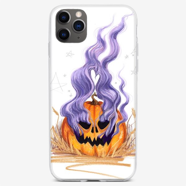 Чехол iPhone «Halloween lantern тыква и фиолетовый дым»