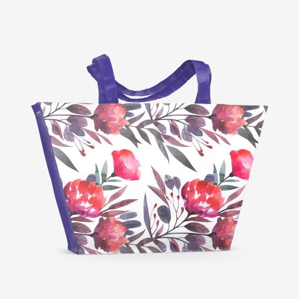 Пляжная сумка « Алые цветы»
