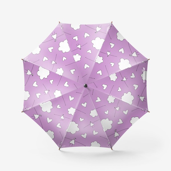Зонт «Девочки облака сердечки Паттерн розовый фон Узор для детей»