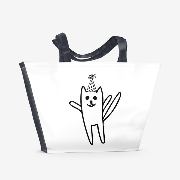 Пляжная сумка «кот в праздничном колпаке»