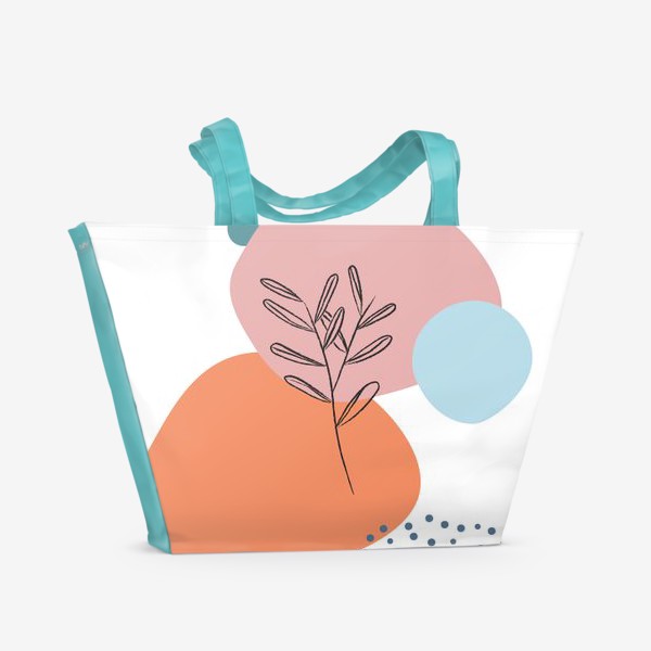 Пляжная сумка &laquo;Графические фигуры и растение&raquo;