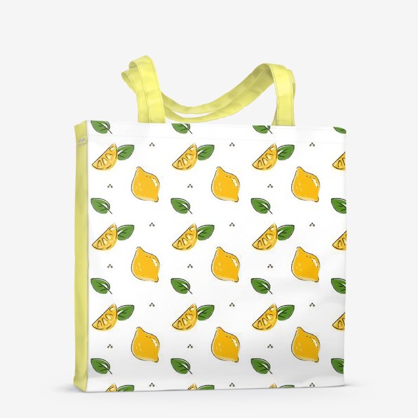 Сумка-шоппер «Сочные желтые лимоны с листиками»