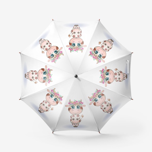 Зонт «Корова в венке. Бык, символ 2021 года»