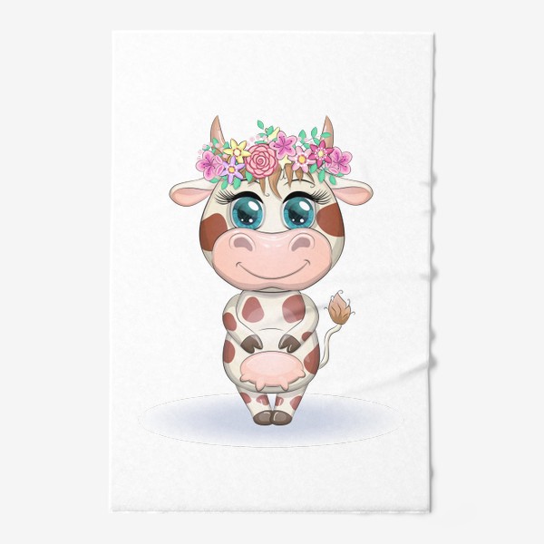 Полотенце «Корова в венке. Бык, символ 2021 года»