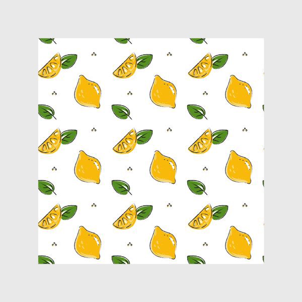 Шторы «Сочные желтые лимоны с листиками»