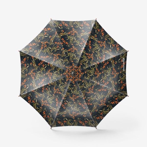 Зонт «Паттерн облепиха на черном»
