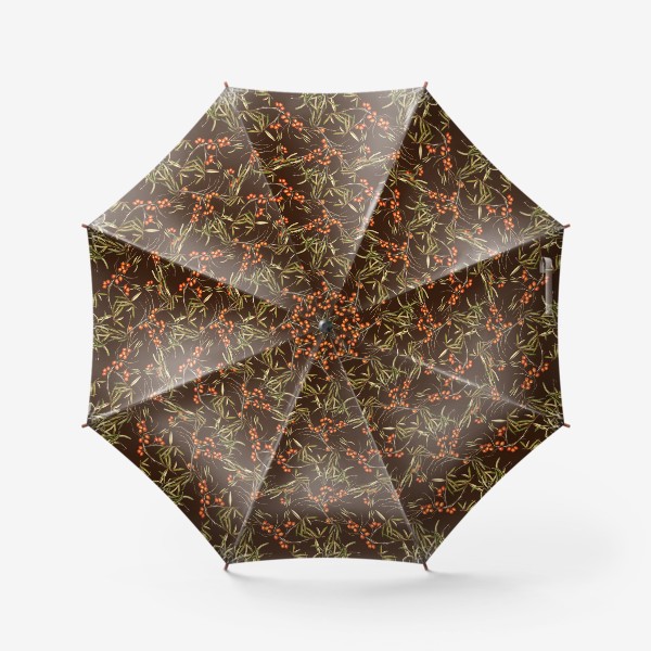 Зонт «Паттерн облепиха на коричневом»