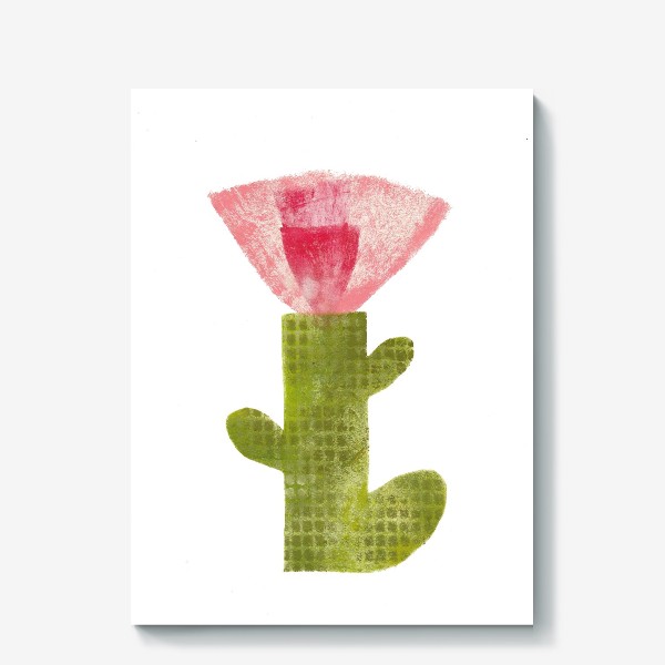 Холст &laquo;Тропический цветок, ручная печать, крупно (розовый)&raquo;
