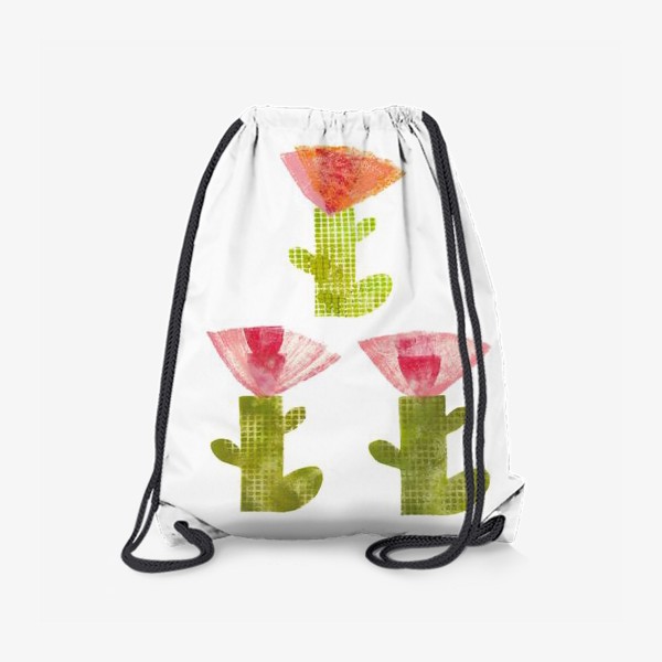 Рюкзак «Тропический цветок, ручная печать (розовый и оранжевый)»