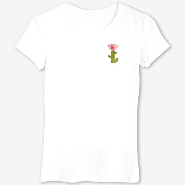 Футболка &laquo;Тропический цветок, ручная печать, крупно (розовый)&raquo;