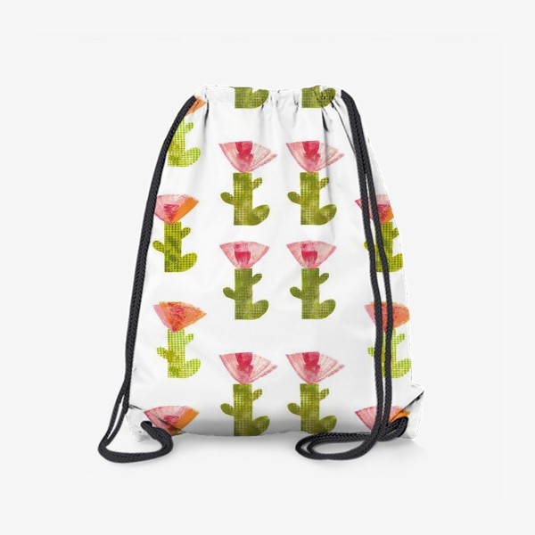 Рюкзак «Тропический цветок, паттерн (розово-оранжевый)»