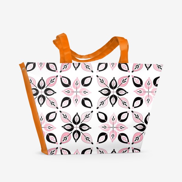 Пляжная сумка «Черно-розовый букет»