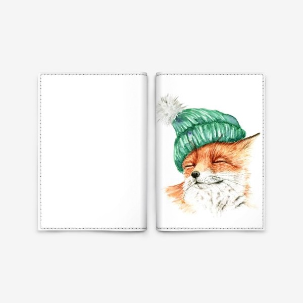 Обложка для паспорта «Лиса в вязаной шапке уютный принт»