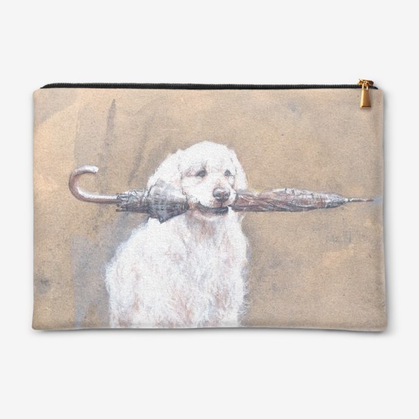 Косметичка &laquo;Товарищ лабрадор, белый, собака, иллюстрация&raquo;