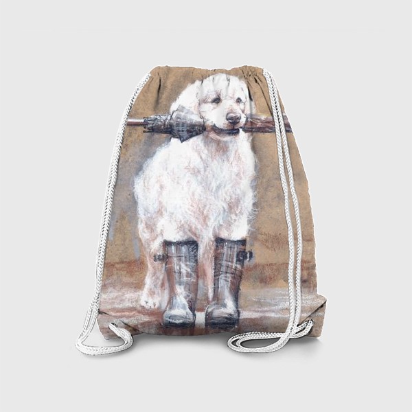 Рюкзак &laquo;Товарищ лабрадор, белый, собака, иллюстрация&raquo;