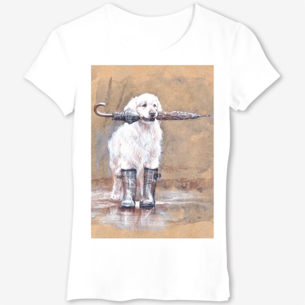Футболка &laquo;Товарищ лабрадор, белый, собака, иллюстрация&raquo;