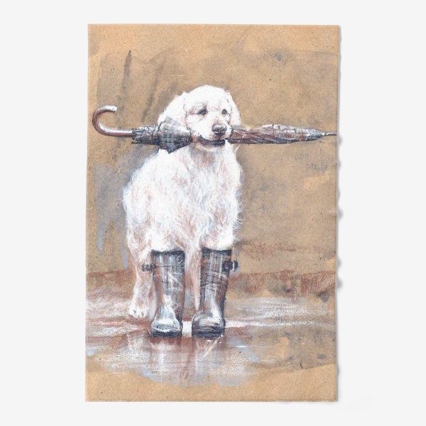 Полотенце &laquo;Товарищ лабрадор, белый, собака, иллюстрация&raquo;