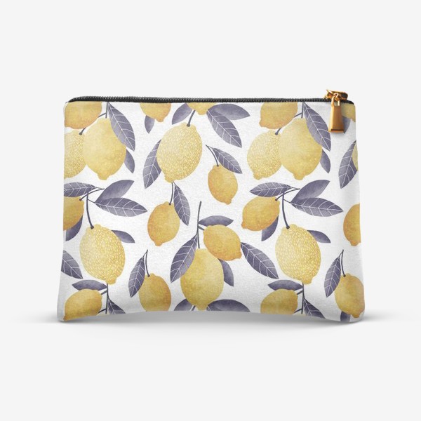Косметичка «фон с креативными желтыми лимонами с синими листьями»