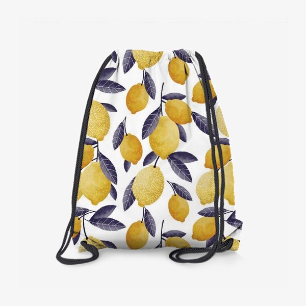 Рюкзак «фон с креативными желтыми лимонами с синими листьями»